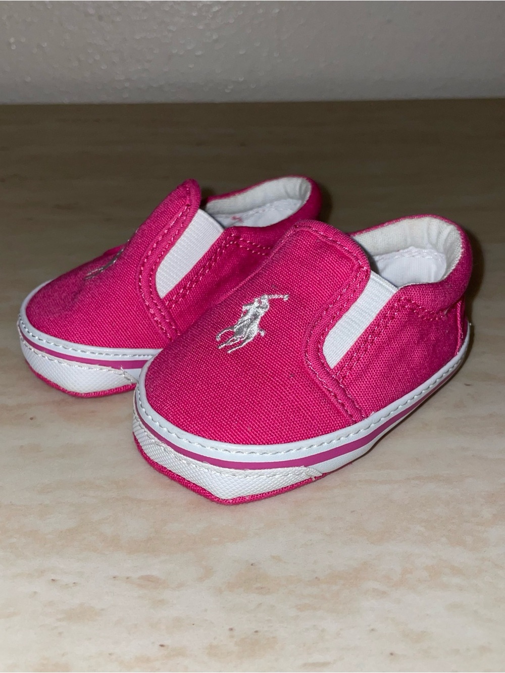 Baby Girl Size 2 Pink Polo Ralph Lauren Crib Shoes